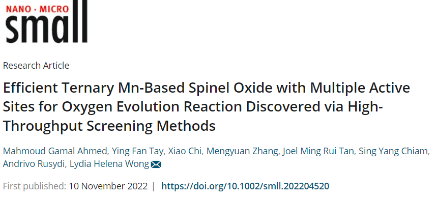 南洋理工Small：具有多個(gè)析氧活性位點(diǎn)的高效三元錳基尖晶石氧化物