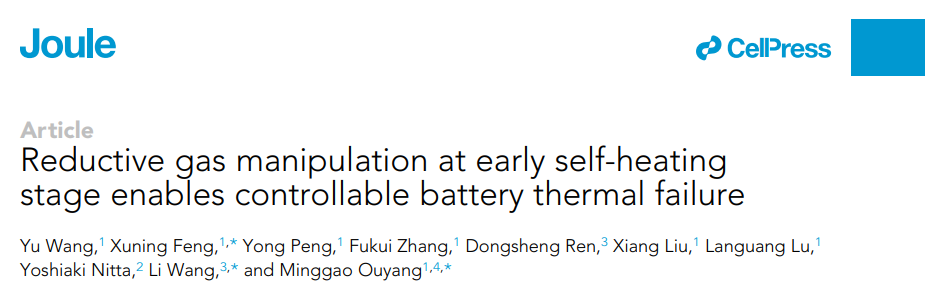 歐陽明高/王莉/馮旭寧Joule: 減少電池?zé)崾Э?，控制還原性氣體是關(guān)鍵！