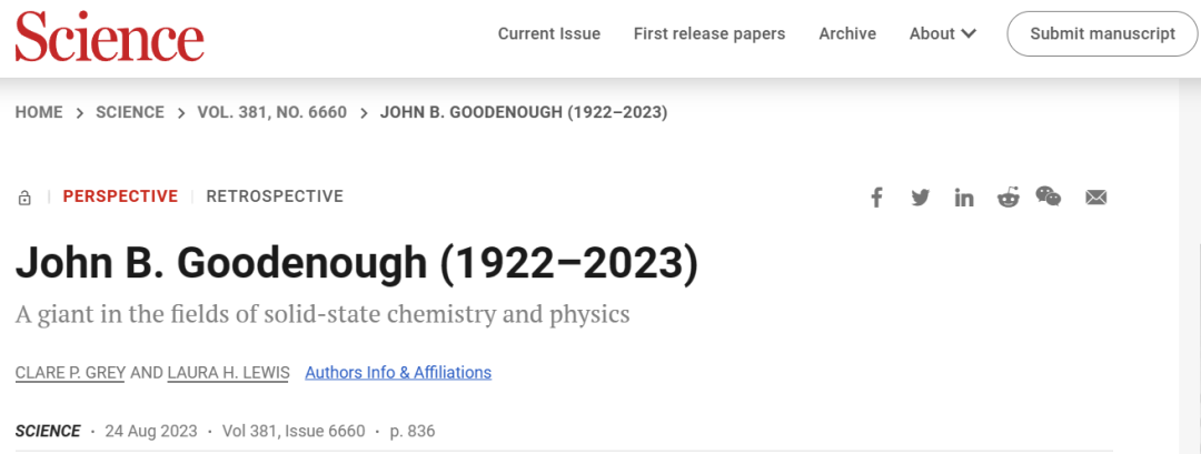 Science重磅回顧：John B. Goodenough！