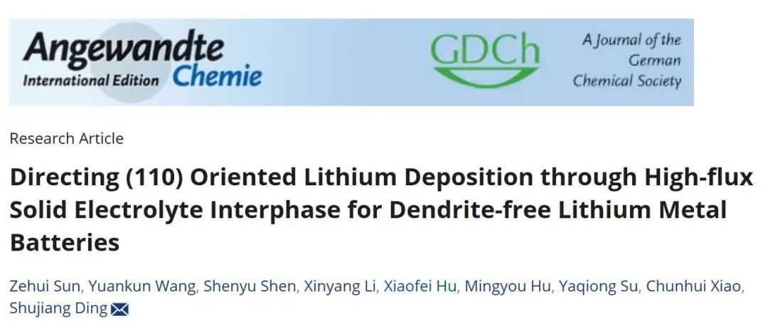 丁書江教授Angew.：高通量固體電解質(zhì)界面助力（110）定向鋰沉積實現(xiàn)無枝晶鋰金屬電池