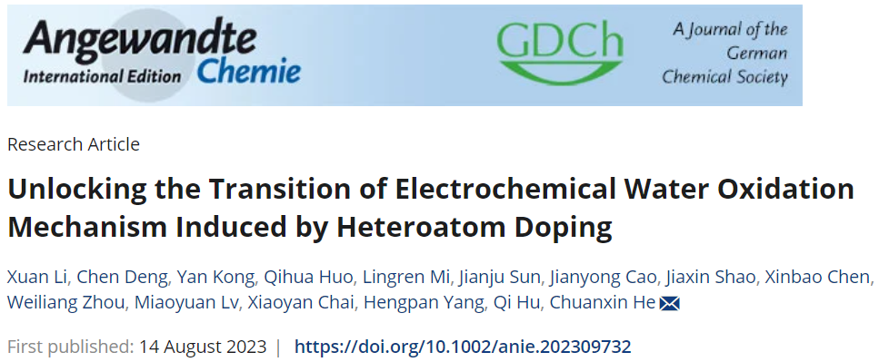 何傳新/胡琪Angew.：雜原子摻雜導(dǎo)致電化學(xué)水氧化機(jī)制的轉(zhuǎn)變
