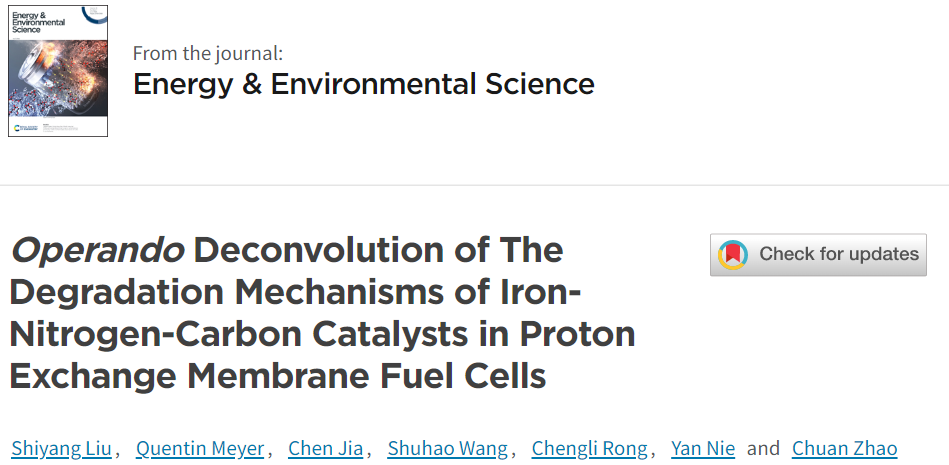 趙川教授EES：Fe-N-C催化劑在質(zhì)子交換膜燃料電池中的降解機(jī)理