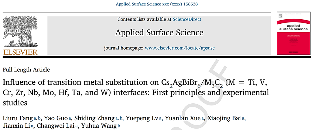 【計(jì)算+實(shí)驗(yàn)】Appl.?Surf.?Sci. 過渡金屬對鈣鈦礦和MXene界面性質(zhì)的調(diào)控