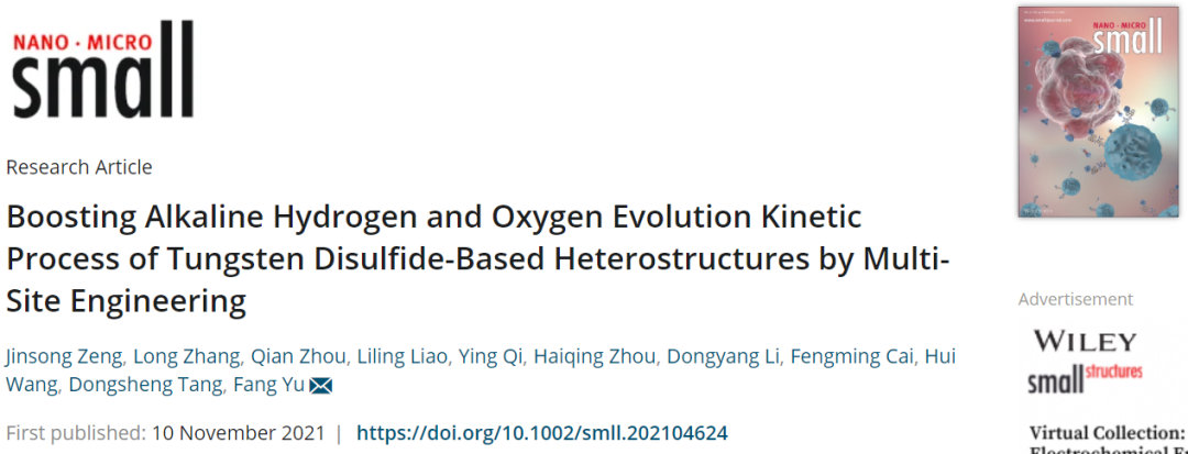 湖南師大余芳Small：利用多位點工程促進WS2基異質(zhì)結(jié)構(gòu)的堿性HER/OER動力學