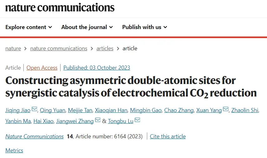 雙原子電催化，最新Nature子刊！