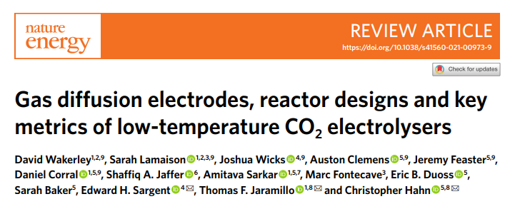 重磅！Nature Energy綜述：低溫CO2電解槽的氣體擴(kuò)散電極、反應(yīng)器設(shè)計(jì)和關(guān)鍵指標(biāo)