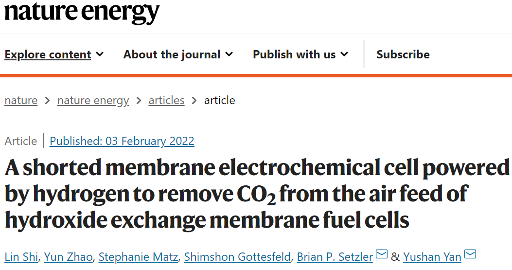 最新Nature Energy：近100% CO2去除率！短路膜EDCS助力HEMFCs