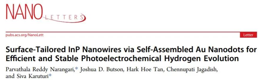 Nano Letters：S-OA處理的InP納米線光陰極用于高效穩(wěn)定PEC HER