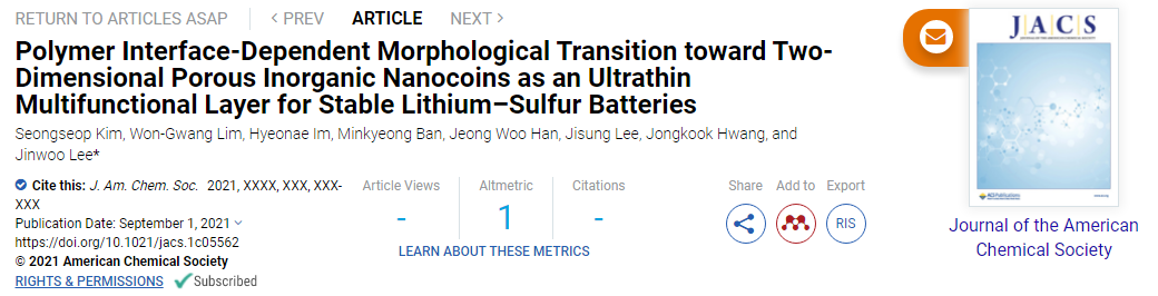 JACS：2D多孔無機(jī)納米硬幣作為穩(wěn)定鋰硫電池的超薄多功能層