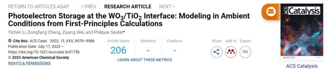 【純計算】ACS Catalysis：第一性原理計算WO3/TiO2界面上的光電子存儲情況