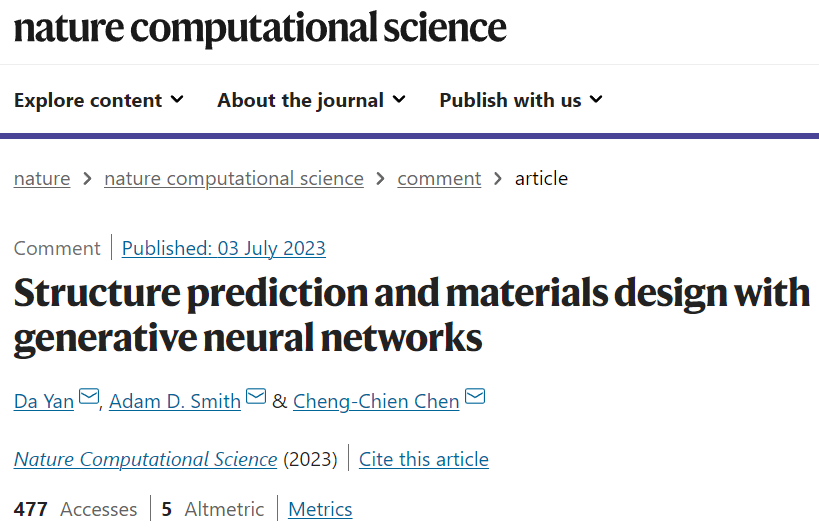 【AI+材料】Nature子刊：基于生成神經網絡的結構預測與材料設計