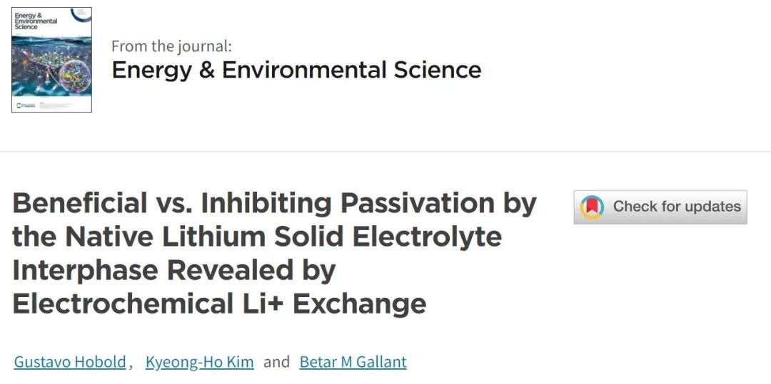 EES：通過電化學Li+交換揭示原生SEI的有益與抑制鈍化作用