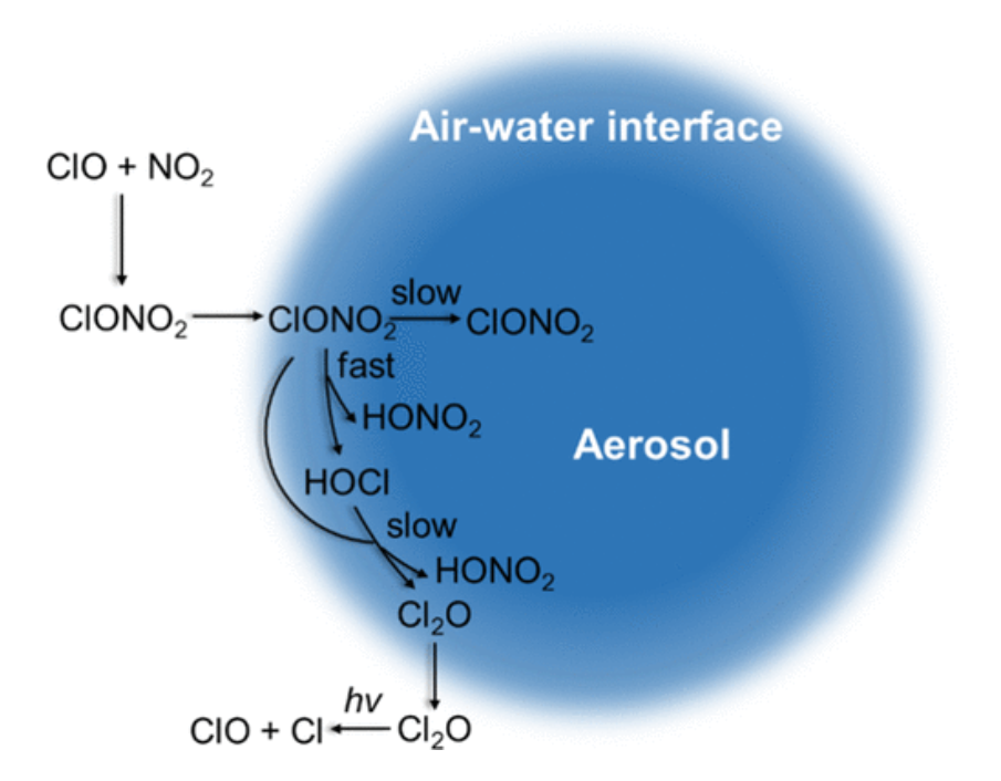 【純計(jì)算】JACS：ClONO2和HOCl在空氣-水界面反應(yīng)中自發(fā)生成Cl2O的機(jī)理研究