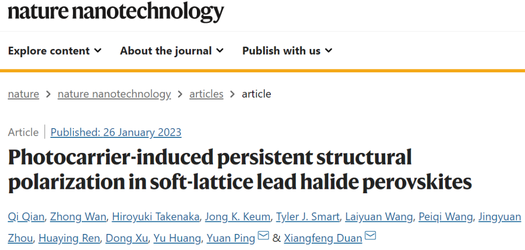 段鑲鋒教授/平遠(yuǎn)教授，最新Nature Nanotechnology！