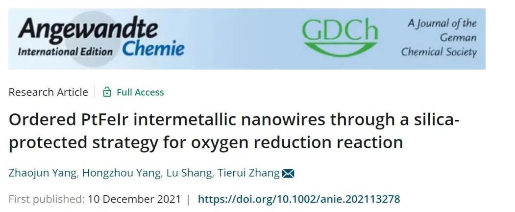 張鐵銳Angew.：SiO2包覆PtFeIr納米線，穩(wěn)定高效催化ORR！