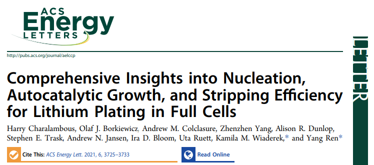 阿貢ACS Energy Lett.：全面認(rèn)識(shí)全電池鋰電鍍的成核、自催化生長(zhǎng)和剝離效率