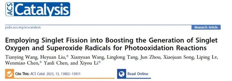 李希友/劉和元/陳文淼A(chǔ)CS Catalysis：單線態(tài)裂分產(chǎn)生單線態(tài)氧和超氧自由基，顯著促進光氧化反應(yīng)