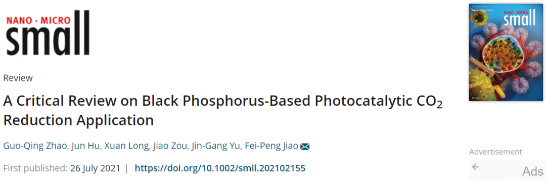 中南焦飛鵬Small綜述：黑磷基光催化劑助力CO2還原的最新進展