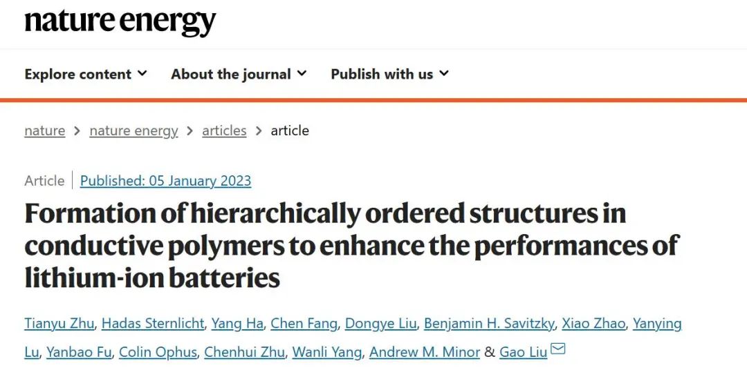 ?Nature Energy：導(dǎo)電聚合物中形成分層有序結(jié)構(gòu)，以提高鋰離子電池的性能