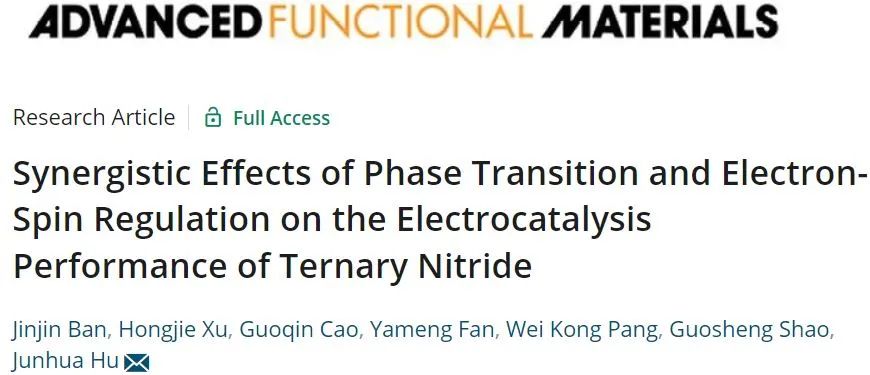 AFM：相變和電子自旋調控對三元氮化物電催化性能的協(xié)同作用