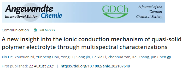 南開陳軍院士最新Angew: 多光譜表征揭示準(zhǔn)固態(tài)聚合物電解質(zhì)離子導(dǎo)電機理