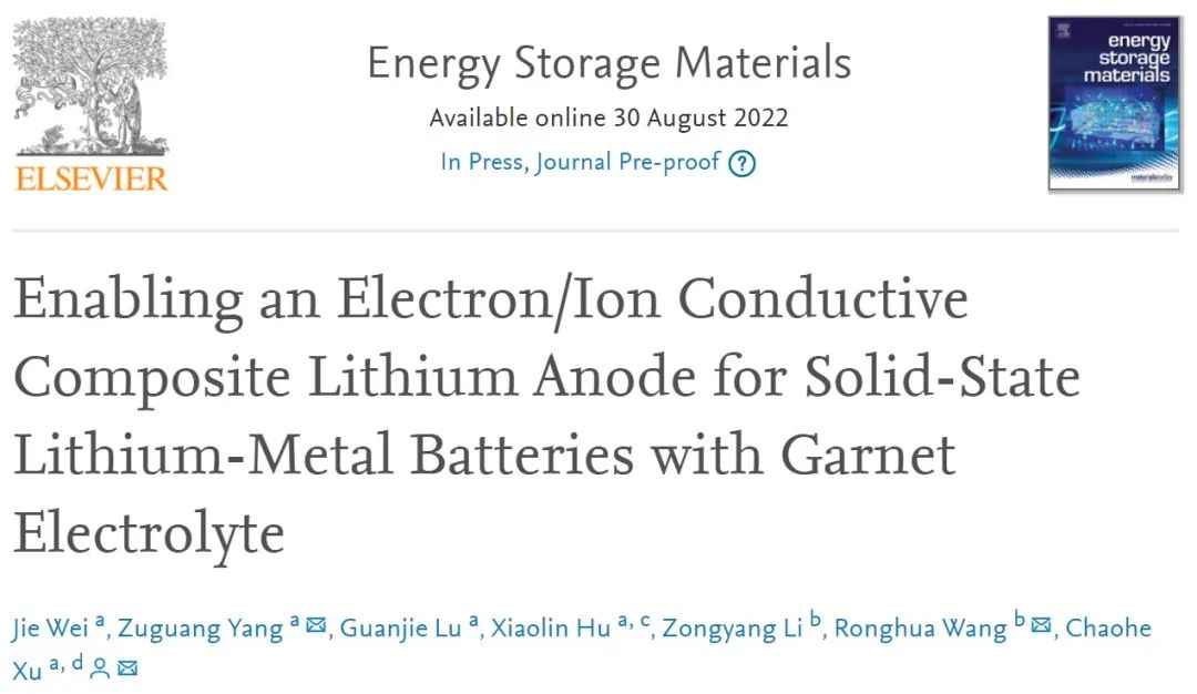 ?徐朝和/王榮華/楊祖光EnSM：為固態(tài)鋰金屬電池啟用電子/離子導(dǎo)電復(fù)合鋰負極！