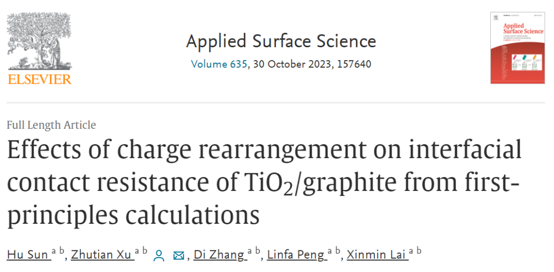 純計(jì)算Appl. Surf. Sci.：電荷重排對(duì)TiO2/石墨界面接觸電阻的影響