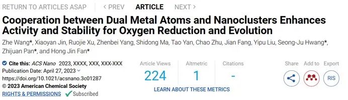 ACS Nano：雙金屬原子和納米團簇的協(xié)同作用提高催化活性和穩(wěn)定性