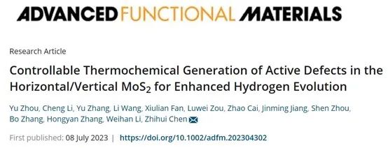 中南大學(xué)陳智慧AFM：水平/垂直MoS2中的活性缺陷可有效促進(jìn)析氫