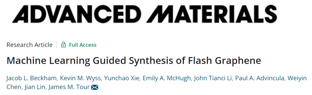 萊斯大學(xué)AM: 機器學(xué)習(xí)指導(dǎo)閃速焦耳加熱法合成石墨烯
