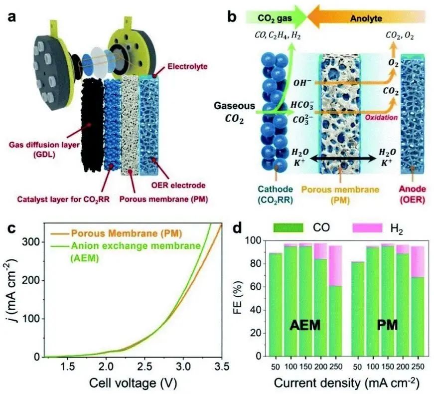 JMCA：經(jīng)濟可行的零間隙多孔膜助力CO2電還原新策略