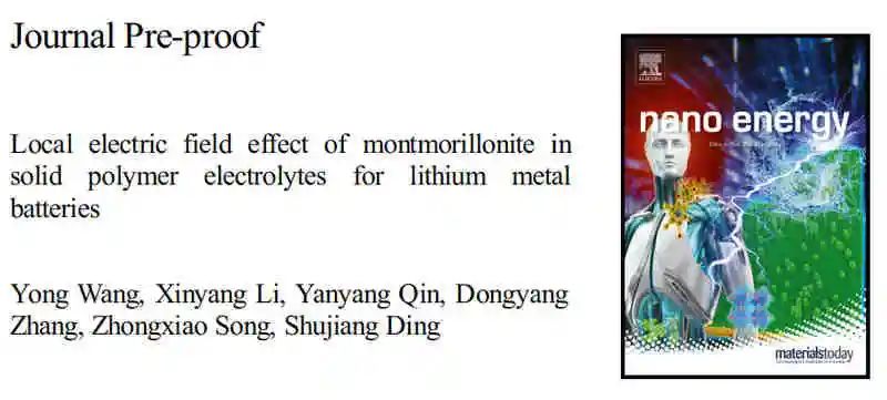 西交丁書(shū)江Nano Energy：金屬鋰電池聚合物固體電解質(zhì)中蒙脫石的局部電場(chǎng)效應(yīng)