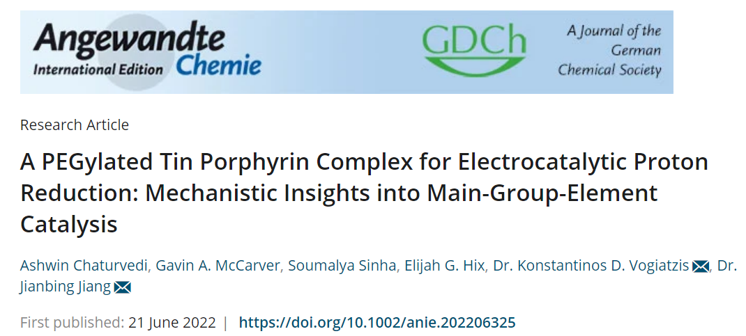 Angew: 用于電催化質(zhì)子還原的聚乙二醇Sn卟啉配合物