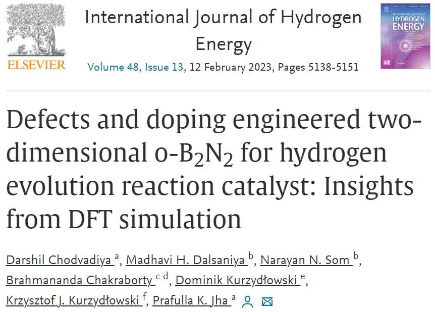 【計算論文精讀】DFT模擬的見解：析氫反應催化劑的二維o-B2N2缺陷和摻雜工程