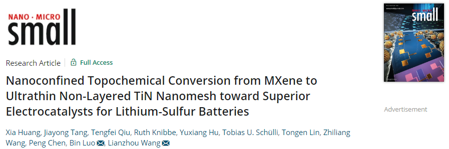 王連洲等Small：基于超薄非層狀 TiN 納米網(wǎng)的先進(jìn)電催化劑助力鋰硫電池