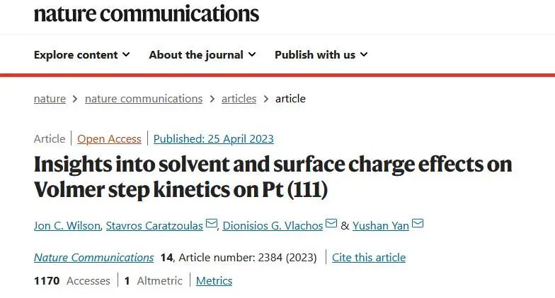 【LAMMPS論文精讀】Nature子刊：溶劑和表面電荷對Pt（111）上的Volmer步驟動力學(xué)的影響