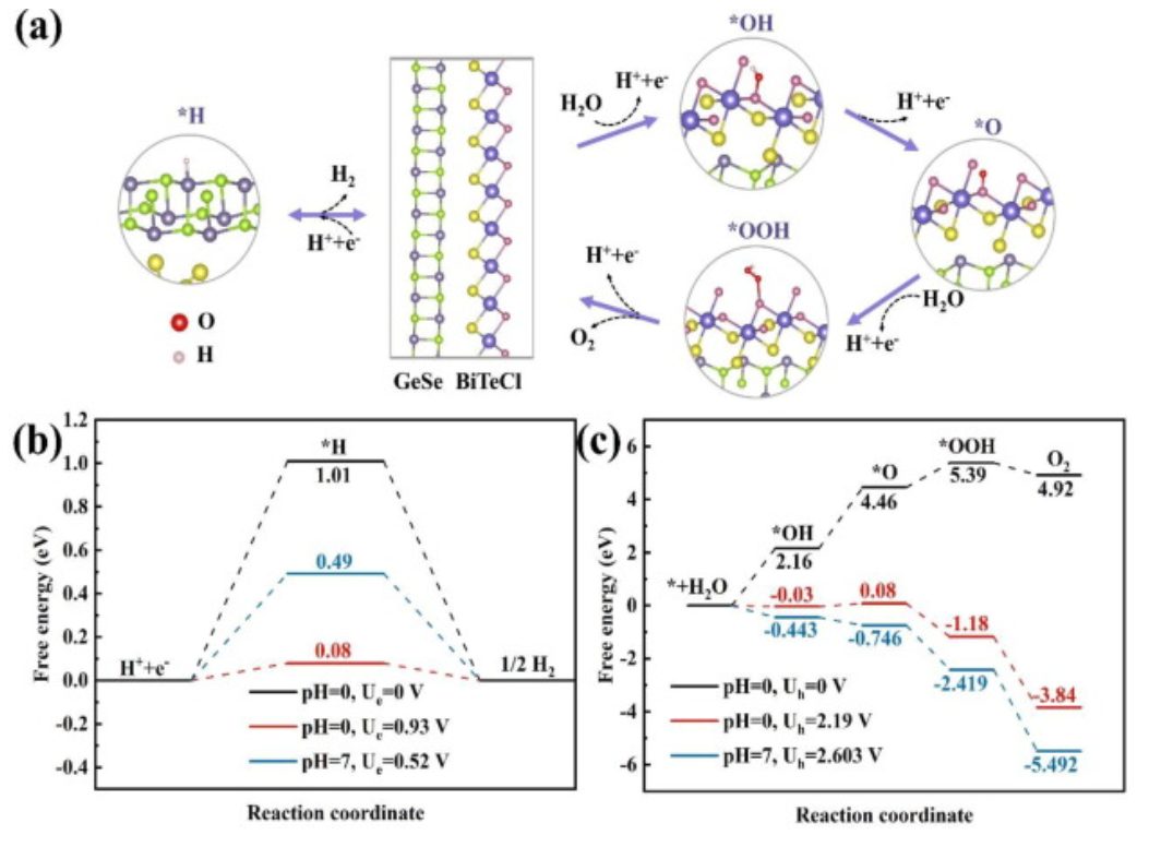 【純計(jì)算】Appl. Surf. Sci.：2D/2DJanus BiTeCl/GeSe vdW異質(zhì)結(jié)構(gòu)用于水分解高性能光催化