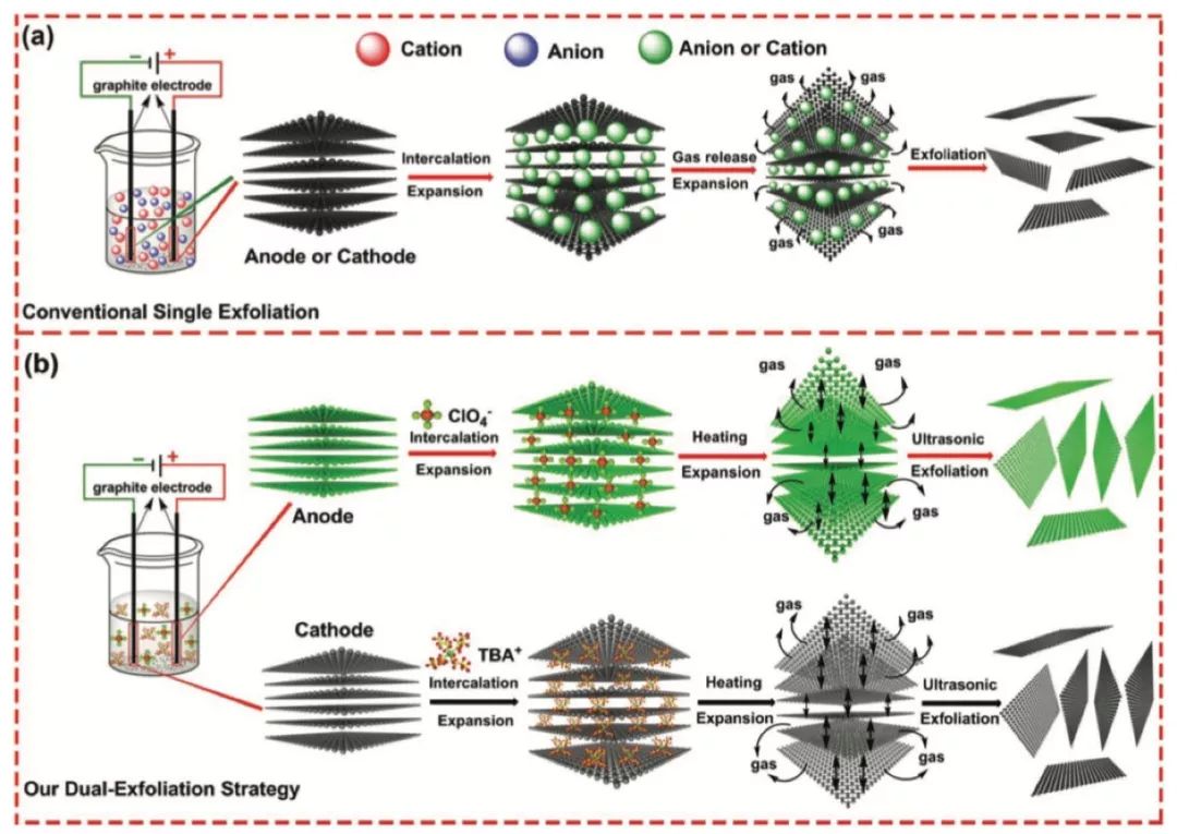 西安交大徐友龍團(tuán)隊(duì)：陰陽極同時(shí)開工！電化學(xué)剝層法宏量制備優(yōu)質(zhì)石墨烯