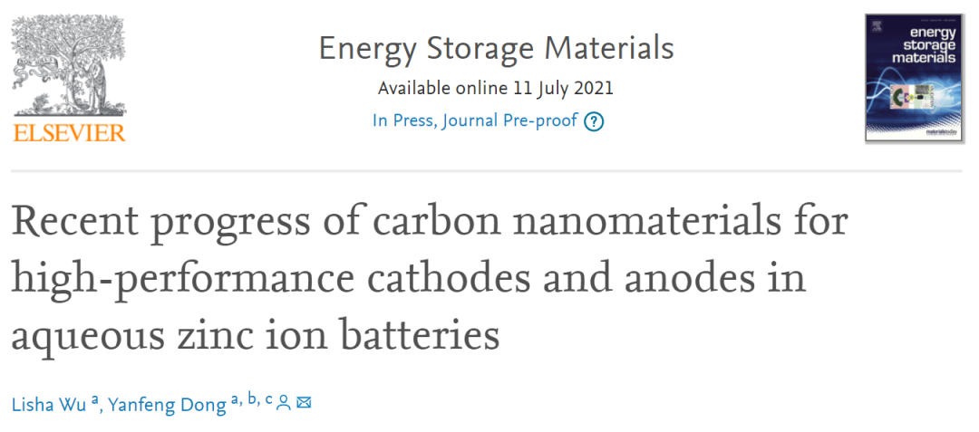 東北大學EnSM: 水系鋅離子電池高性能正負極用碳納米材料的研究進展