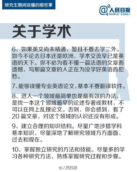 人民日?qǐng)?bào)：研究生期間該懂的47件事