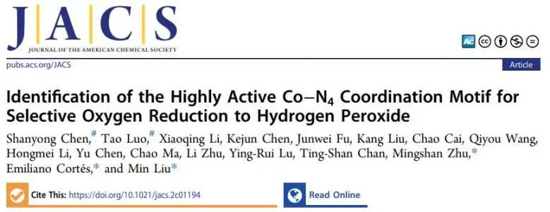 JACS: 計(jì)算+實(shí)驗(yàn)：篩選高活性Co-N4配位基序用于選擇性電合成H2O2