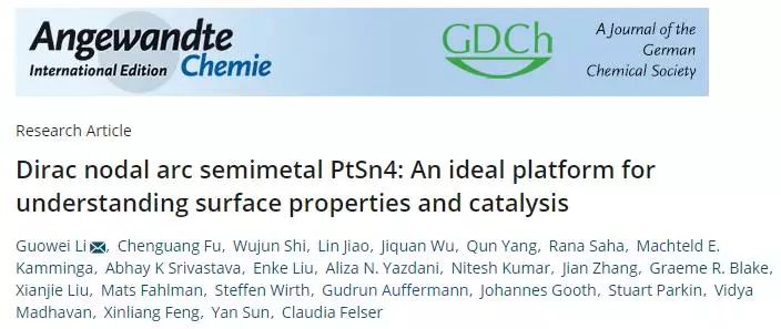 Angew.Chem. 狄拉克半金屬--用于研究催化劑表面性質(zhì)及催化作用的理想模型