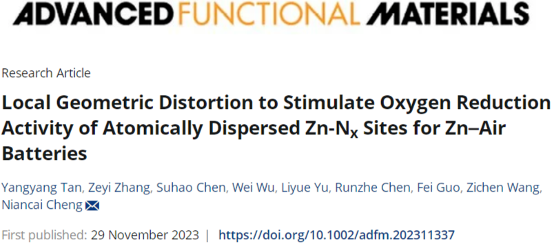 【DFT+實驗】局部幾何畸變增強Zn-Nx催化活性方面的主導作用