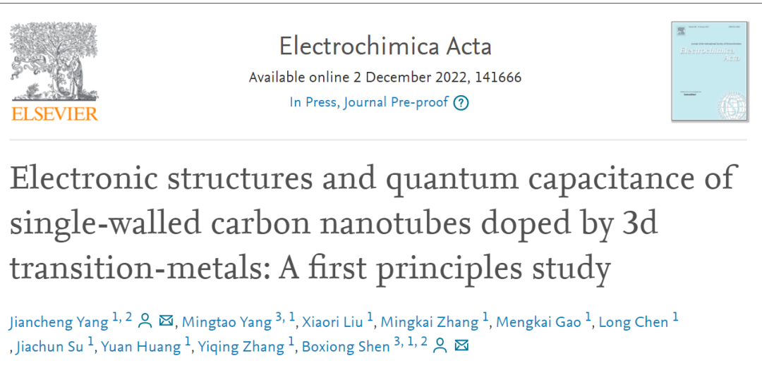 【計(jì)算深度解讀】Electrochim Acta: DFT計(jì)算3d過渡金屬摻雜，對(duì)電子結(jié)構(gòu)和量子電容的影響