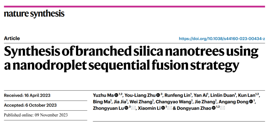 趙東元院士/李曉民/呂中元/馬玉柱Nature Synthesis：在納米世界種一棵樹(shù)！