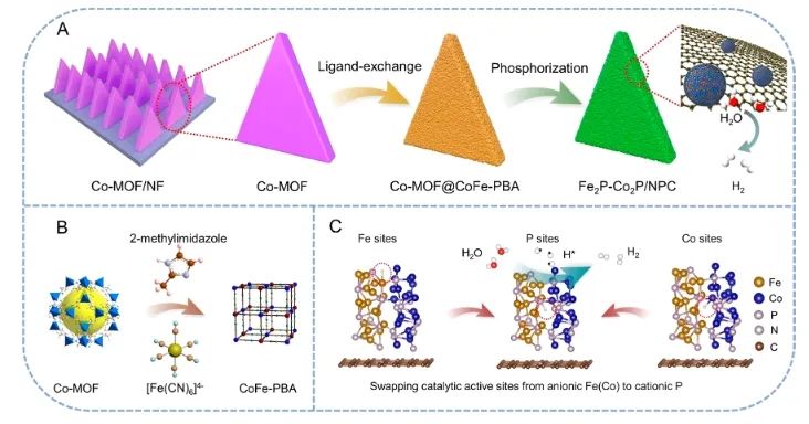 云南大學(xué)ACS Nano：Fe2P-Co2P異質(zhì)結(jié)構(gòu)立大功，助力構(gòu)建高效耐用陰離子交換膜水電解槽