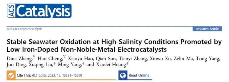 黃小磊/楊明/劉旭慶ACS Catalysis：非貴金屬催化劑中摻入少量Fe，促進(jìn)高鹽度海水穩(wěn)定氧化