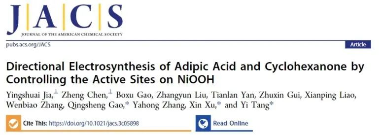 ?復(fù)旦/暨大JACS：調(diào)節(jié)催化劑表面Ni3+和OV含量，定向電合成己二酸和環(huán)己酮