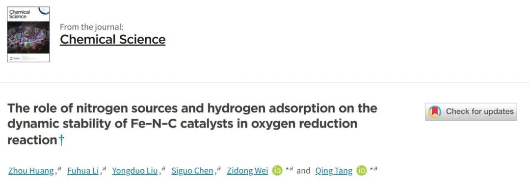 【純計算】Chem. Sci.：闡明Fe–N–C中Fe剝離機制：氮配位和質(zhì)子化對其在ORR中的動態(tài)穩(wěn)定度