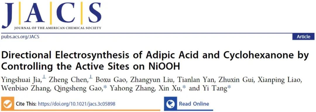 唐頤/徐昕/高慶生JACS：控制NiOOH活性位點定向電合成己二酸和環(huán)己酮